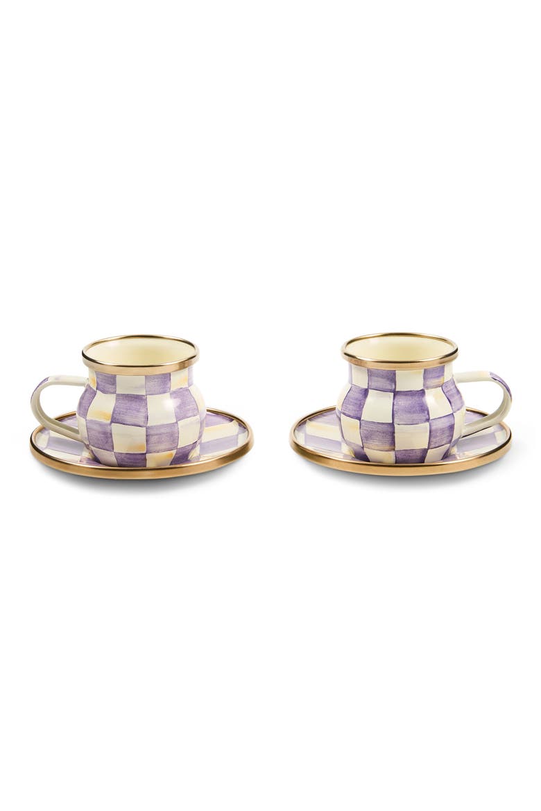 Violet Check Espresso Cup & Saucer Set, Main, color, PURPLE