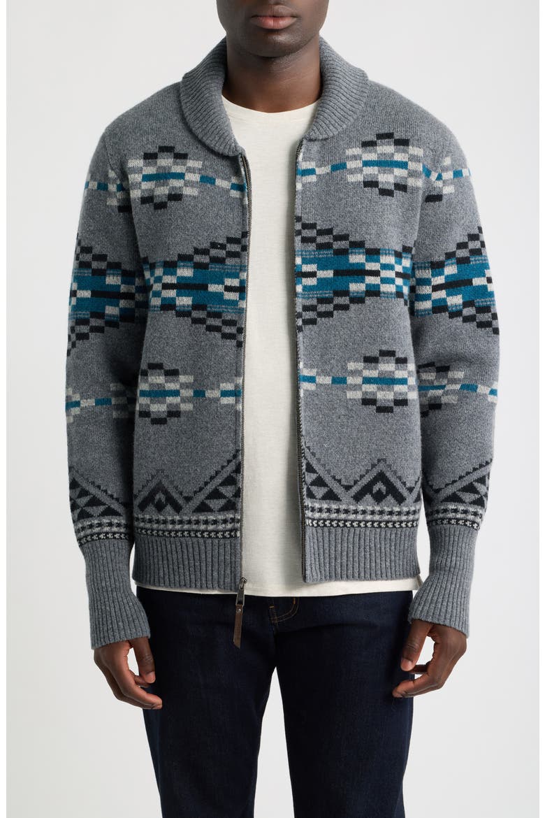 Lost Trail Lambswool Zip Cardigan, Main, color, LOST TRAIL CHARCOAL