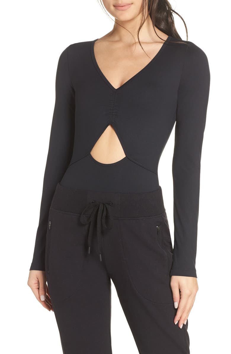 Zella Open Your Heart Leotard, Alternate, color, 