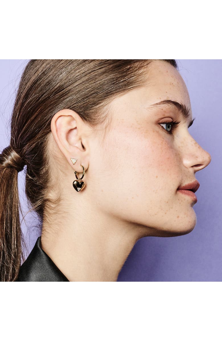 Toolally Art Deco Hearts Hoop Earrings - Gold Vermeil & Cubic Zirconia, Alternate, color, Gold Vermeil