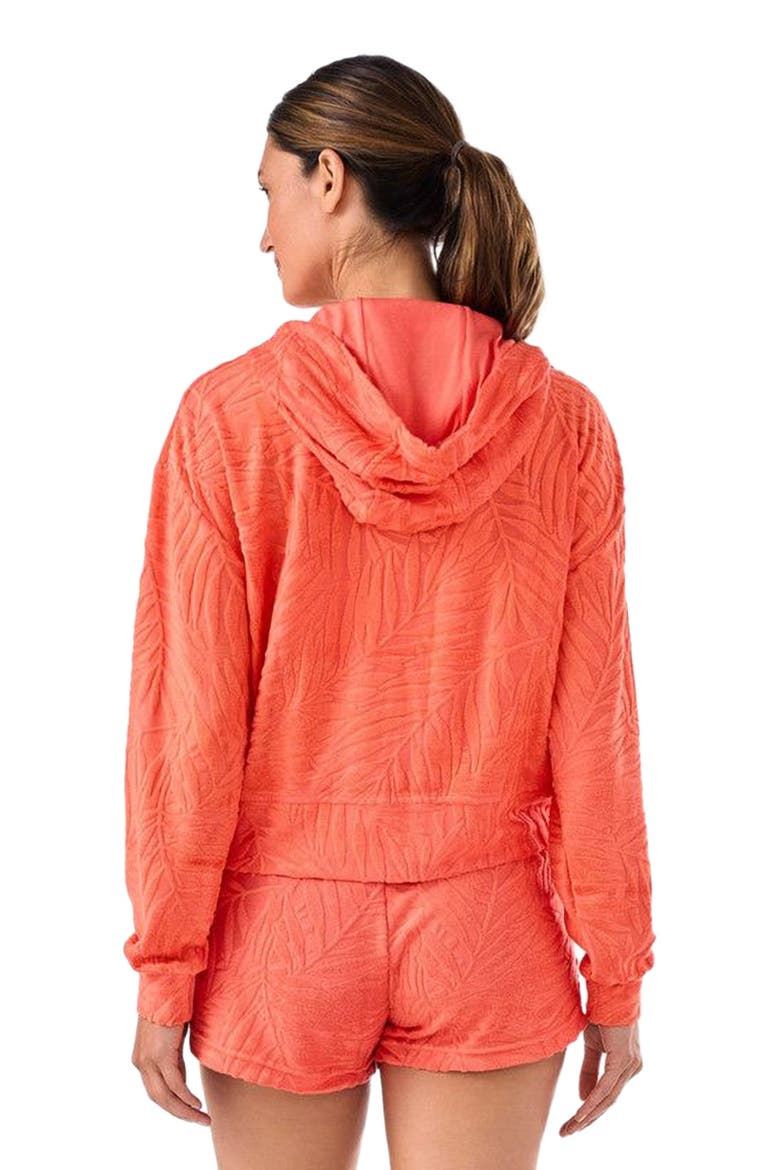 Palm Terry Zip Hoodie, Alternate, color, HOT CORAL