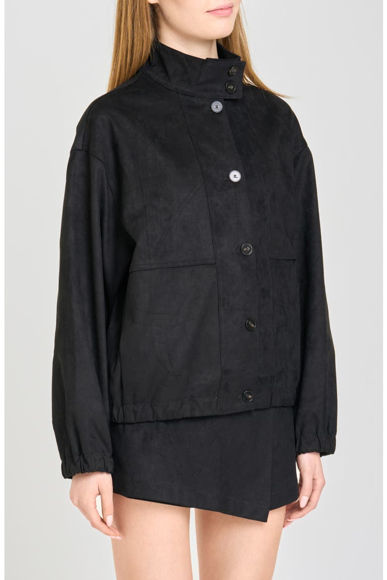 Parker Faux Suede Bomber Jacket, Alternate, color, BLACK