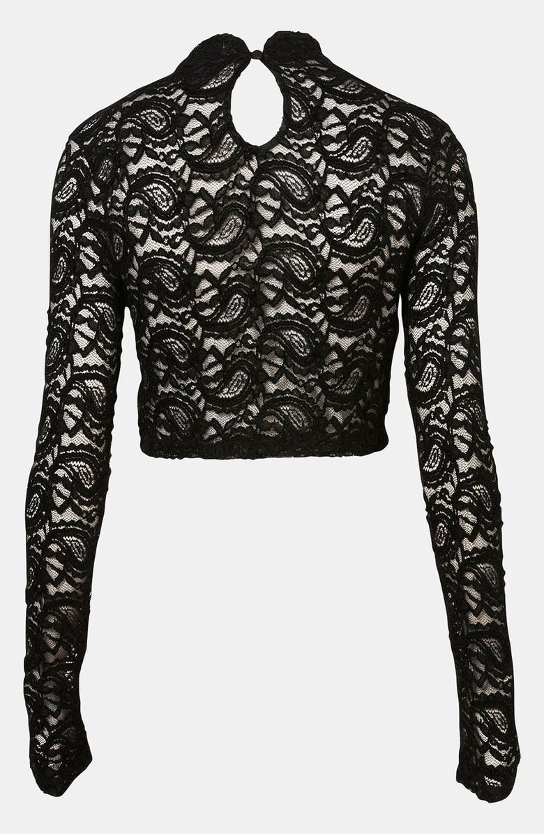Topshop Lace Crop Top, Alternate, color, 