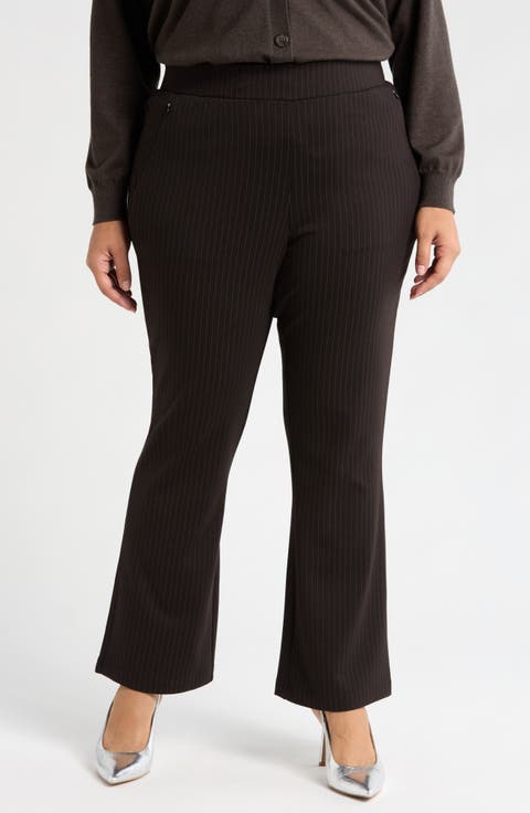 Pinstripe Ponte Bootcut Pants (Plus)