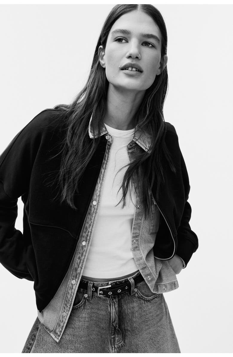 H&M Bomber Jacket, Alternate, color, Navy Blue