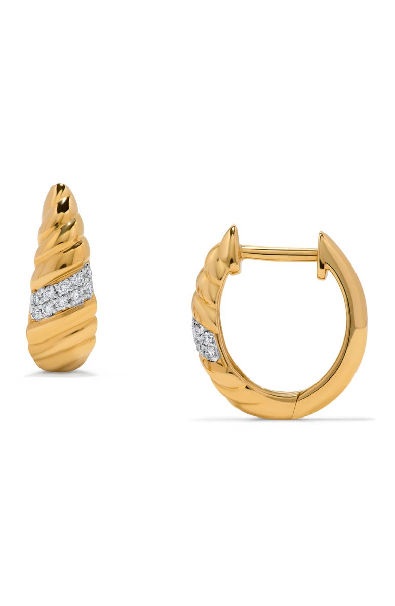 H.J. Namdar Textured 14K Gold & Diamond Huggie Hoop Earrings, Main, color, Yellow Gold