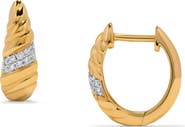 H.J. Namdar Textured 14K Gold & Diamond Huggie Hoop Earrings