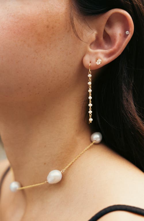 Albisia Pearl Drop Threaders In 14k Gold Filled/pearl