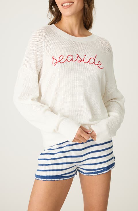 Seaside Charm Waffle Knit Pajama Top