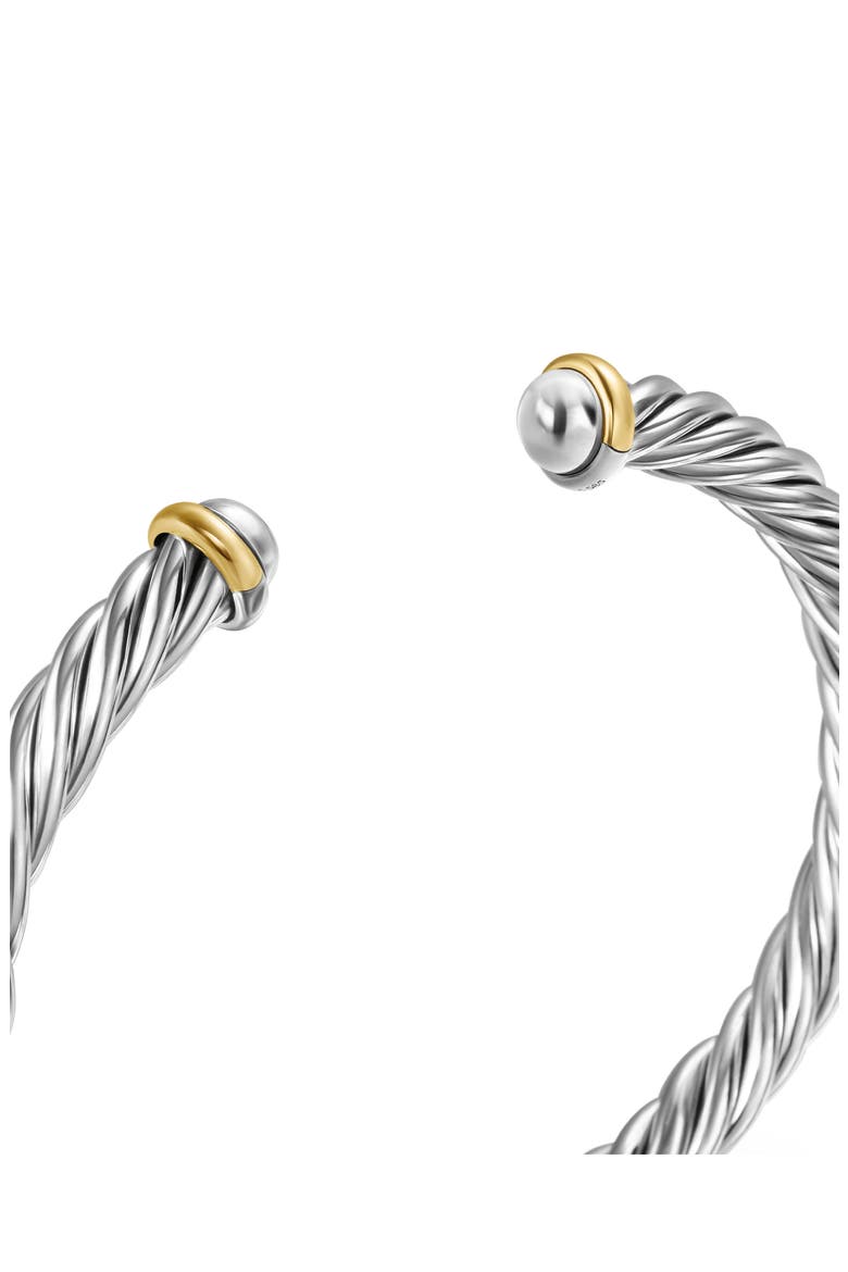 Cable Cuff Bracelet in Sterling Silver with 14K Yellow Gold, 6mm, Alternate, color, SILVER