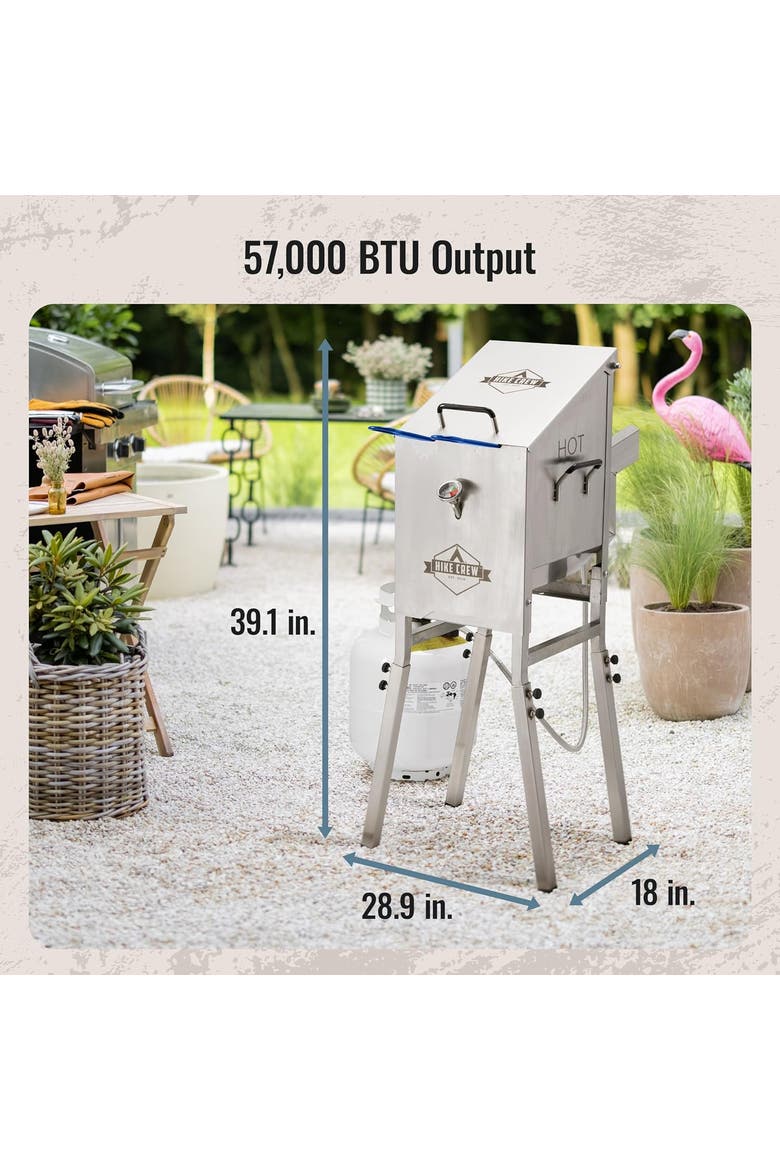 Outdoor 4-Gallon Propane Deep Fryer with Basket, 57000 BTU Outdoor Deep Fryer, Alternate, color, Silver