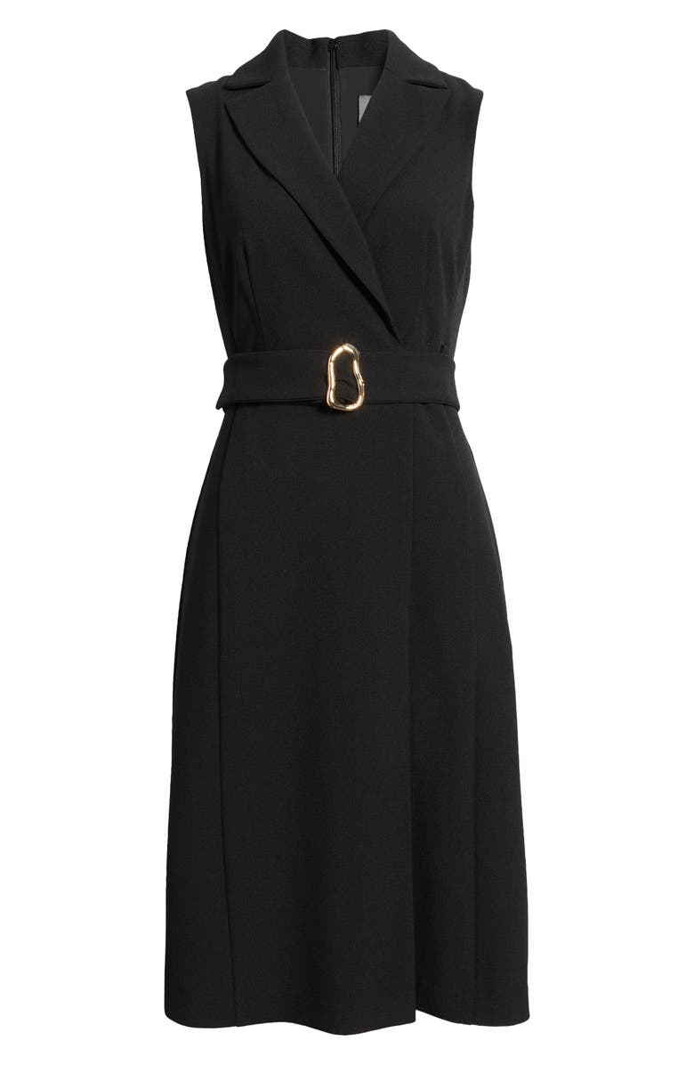 Vince Camuto Sleeveless Scuba Crepe Wrap Front Shirtdress, Alternate, color, Black