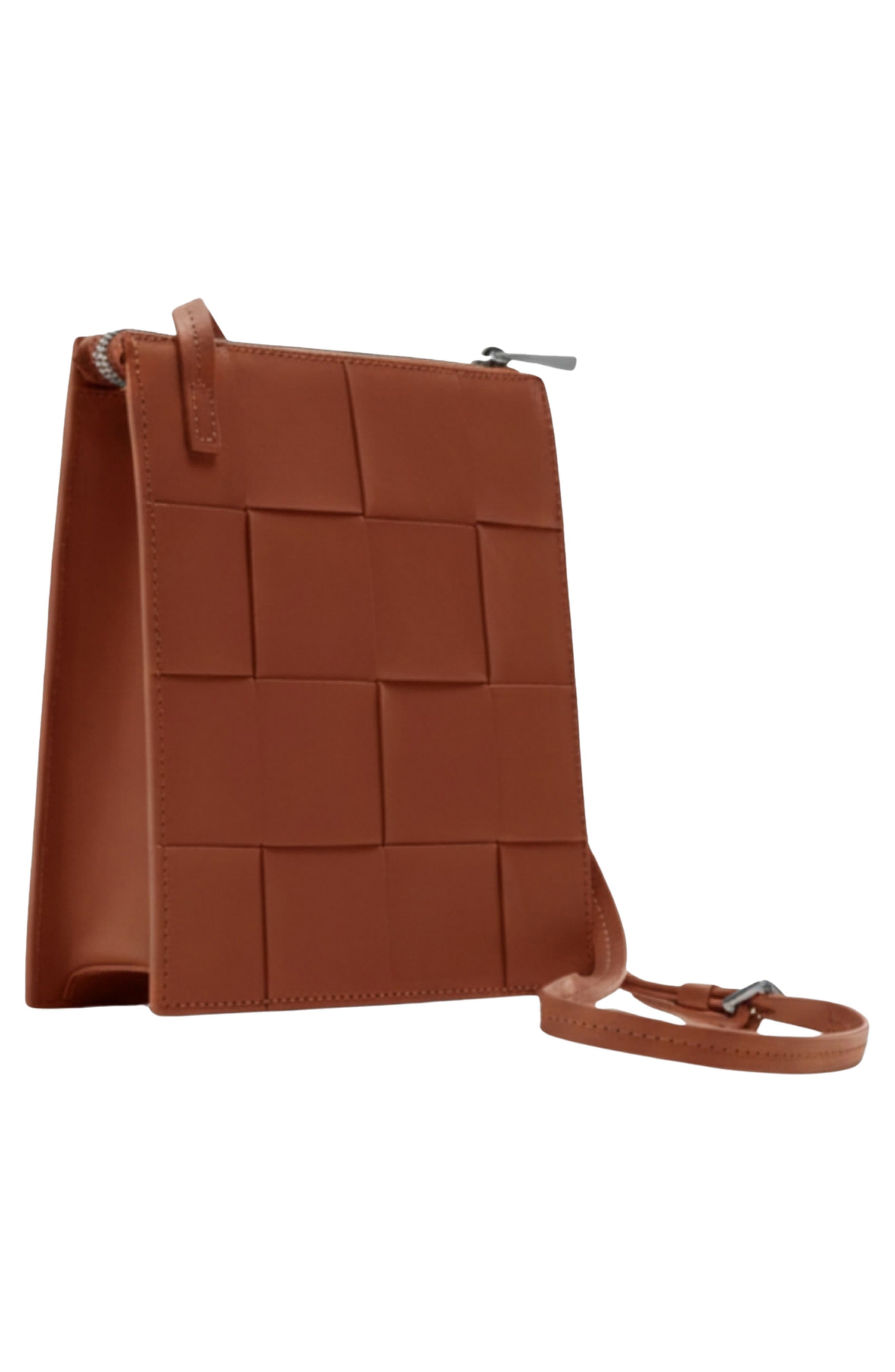 Ecotorie Polly Woven Leather Crossbody Bag, Alternate, color, Cognac