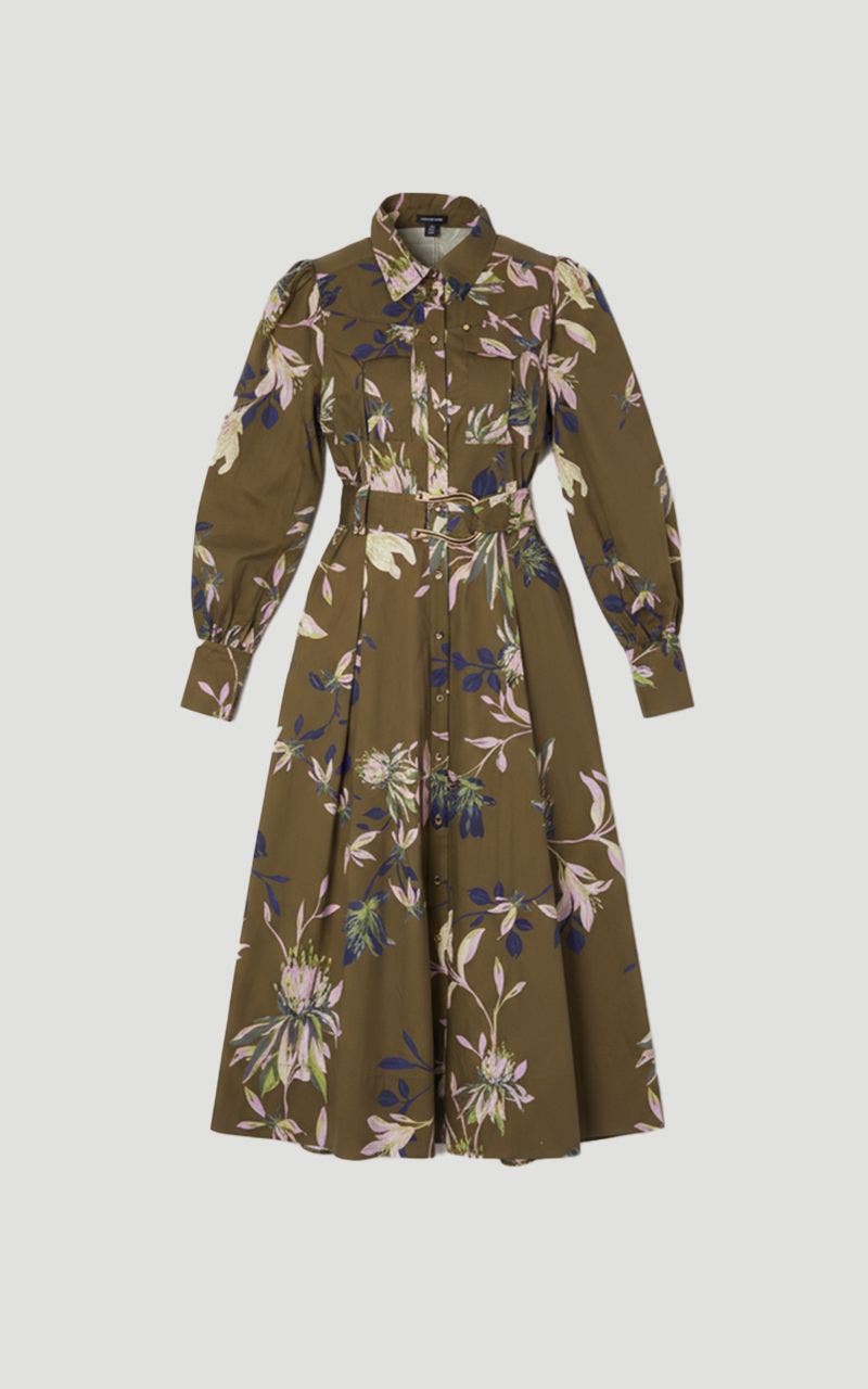 Floral Cotton Sateen Midi Shirt Dress - image 2