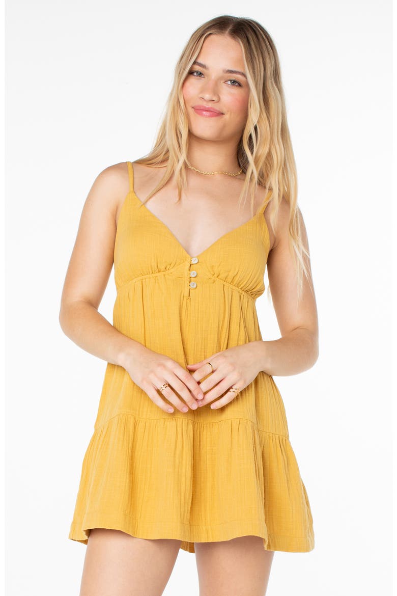 Warm Rays Cotton Minidress, Alternate, color, AMBER GOLD SOLID