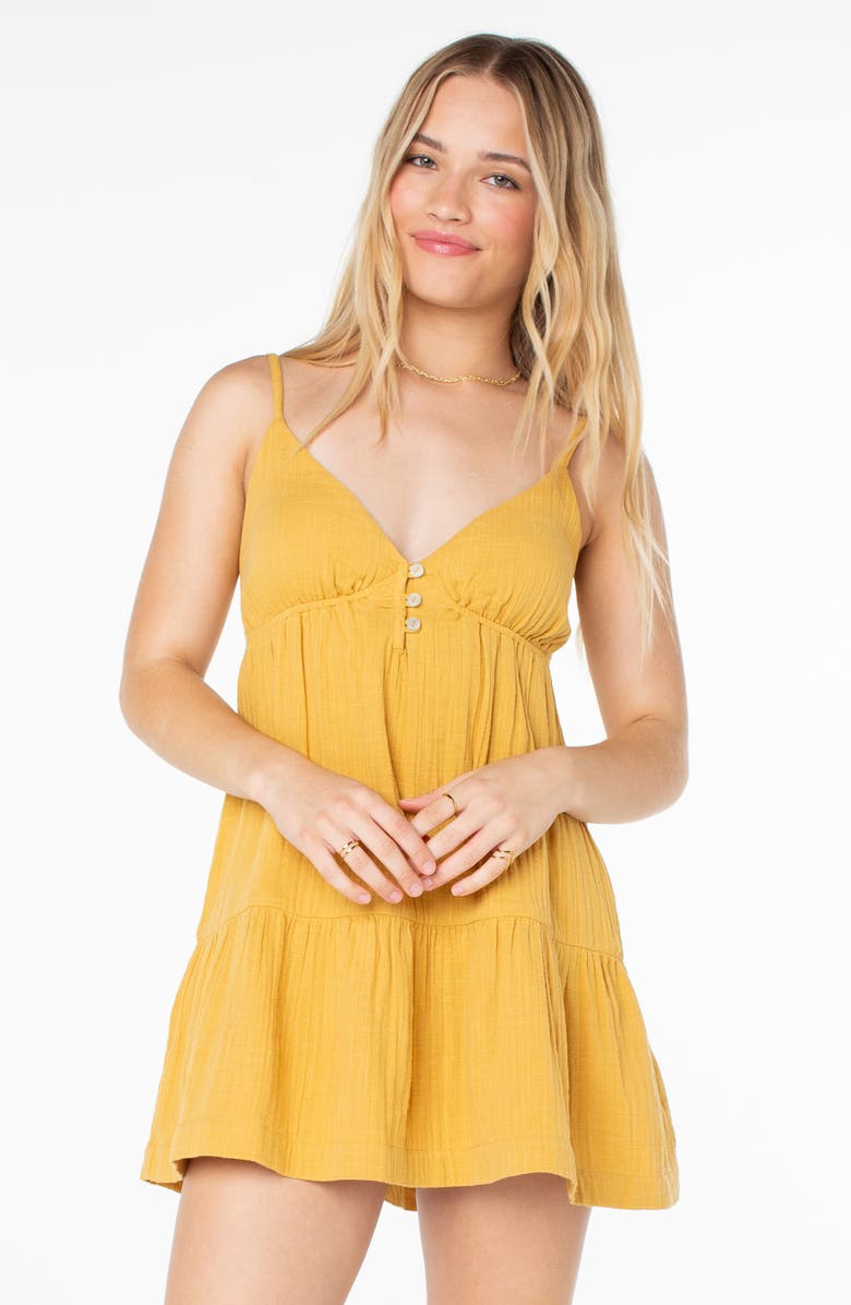 Roxy Warm Rays Cotton Minidress, Alternate, color, Amber Gold Solid