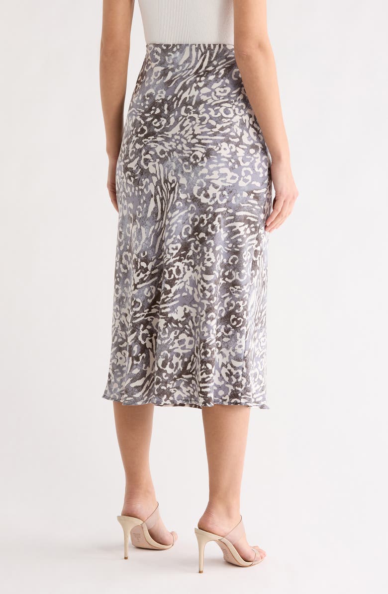 Renee C Animal Print Satin Midi Skirt, Alternate, color, Charcoal