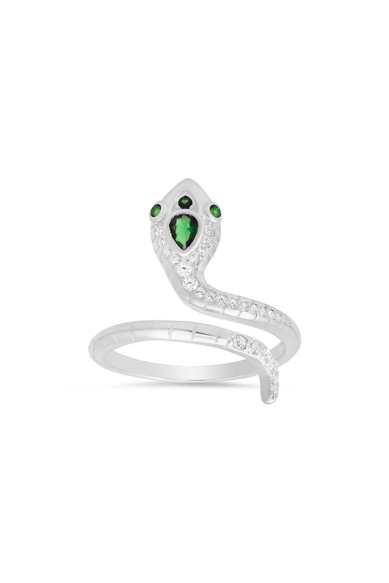 Sterling Silver CZ Snake Coil Ring, Main, color, SILVER
