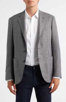 Canali Kei Trim Fit Shadow Plaid Super 130s Wool Sport Coat