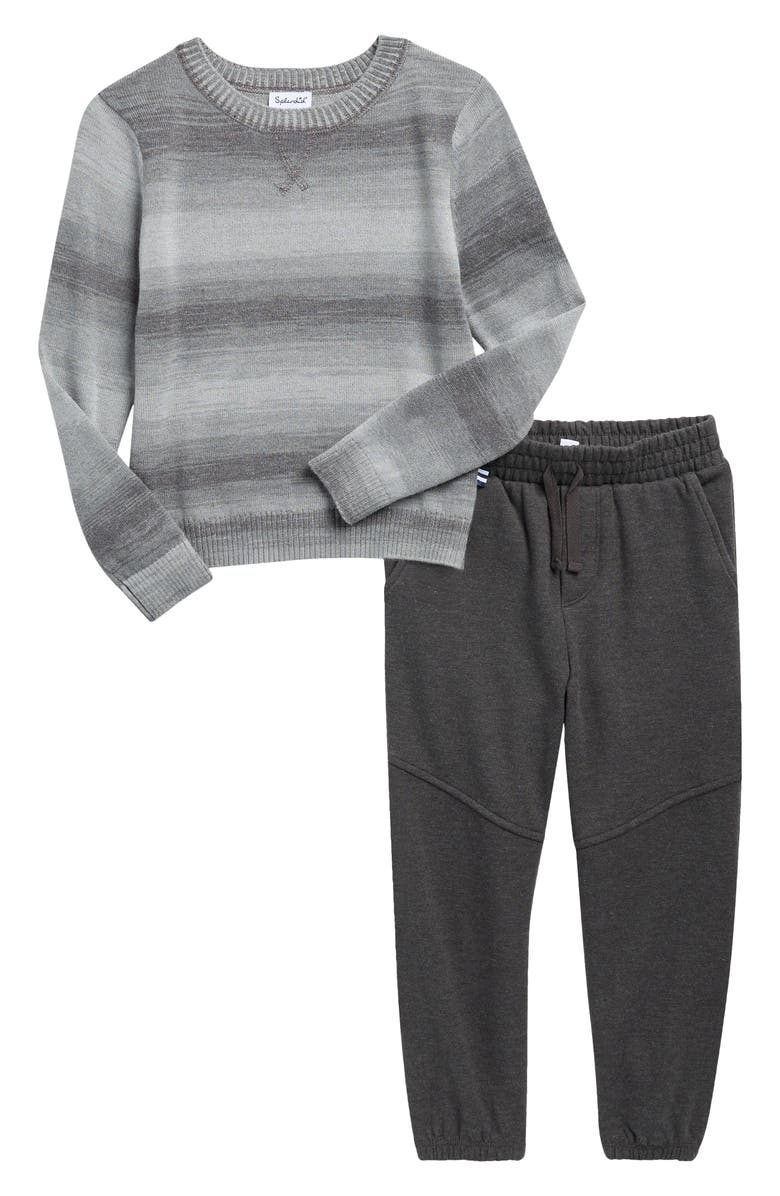 Splendid Kids' Space Dye Sweater & Joggers Set, Main, color, Grey Multi