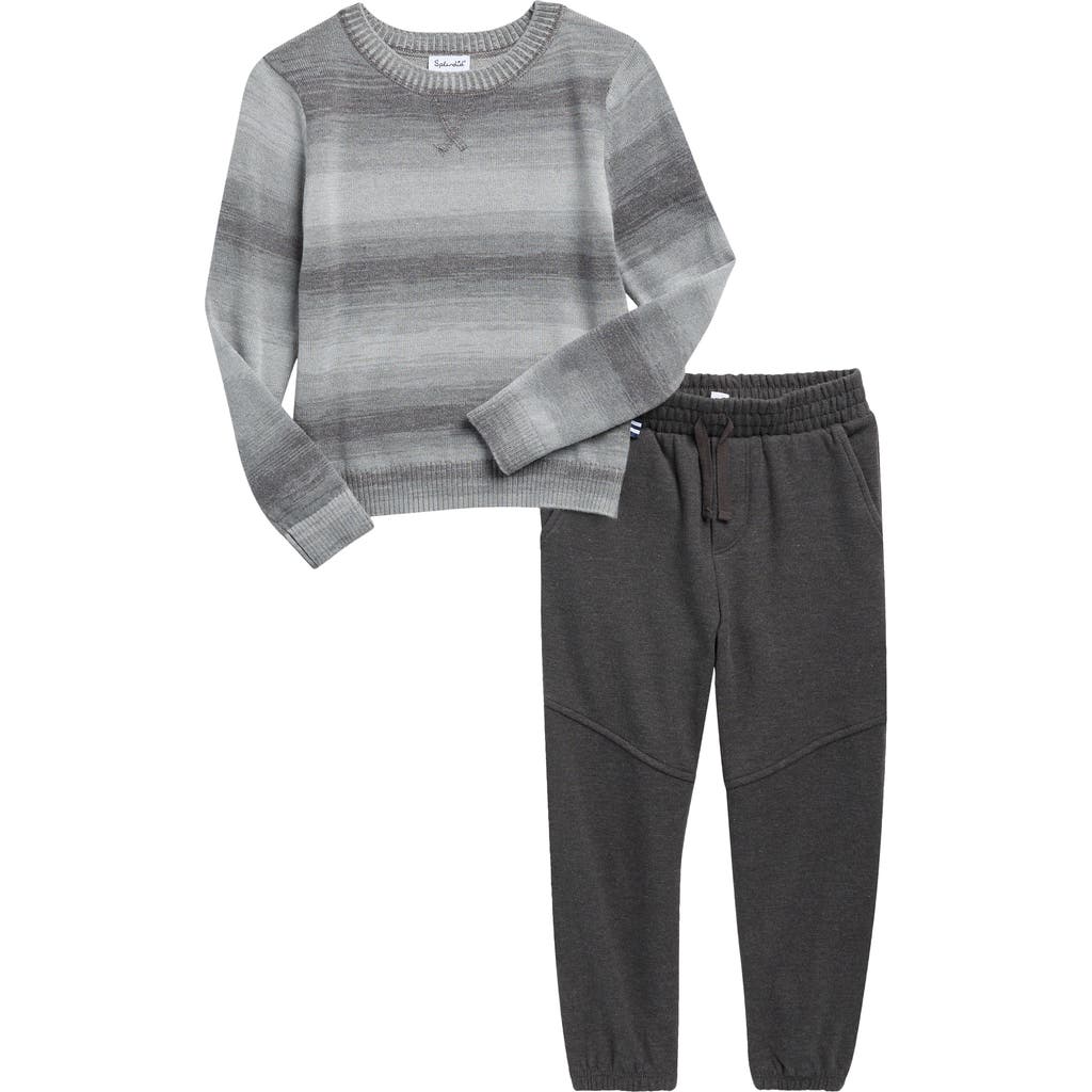 Splendid Kids' Space Dye Sweater & Joggers Set In Gray