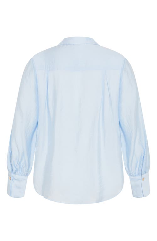 City Chic Elena Tie Waist Shirt In Blue