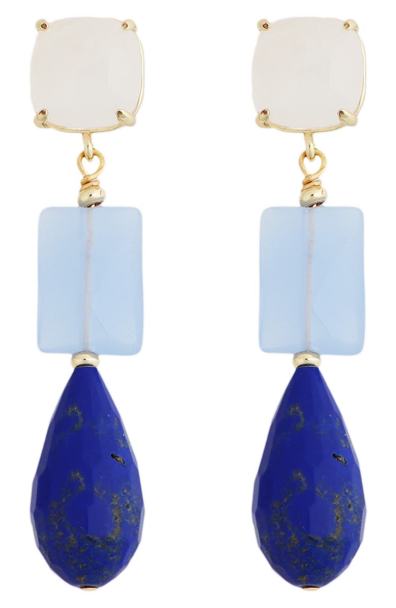 Panacea Linear Teardrop Earrings, Main, color, Blue