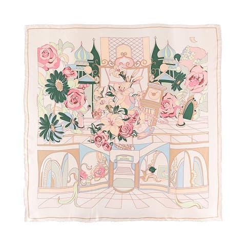 "Vintage Blooms" Large Silk Square Scarf