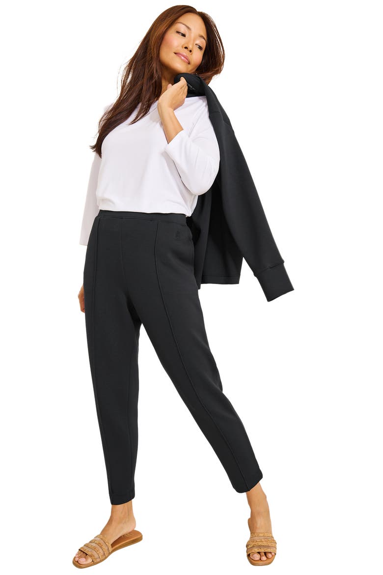 Palm Voyage Pintuck Pleat Knit Pants, Alternate, color, BLACK