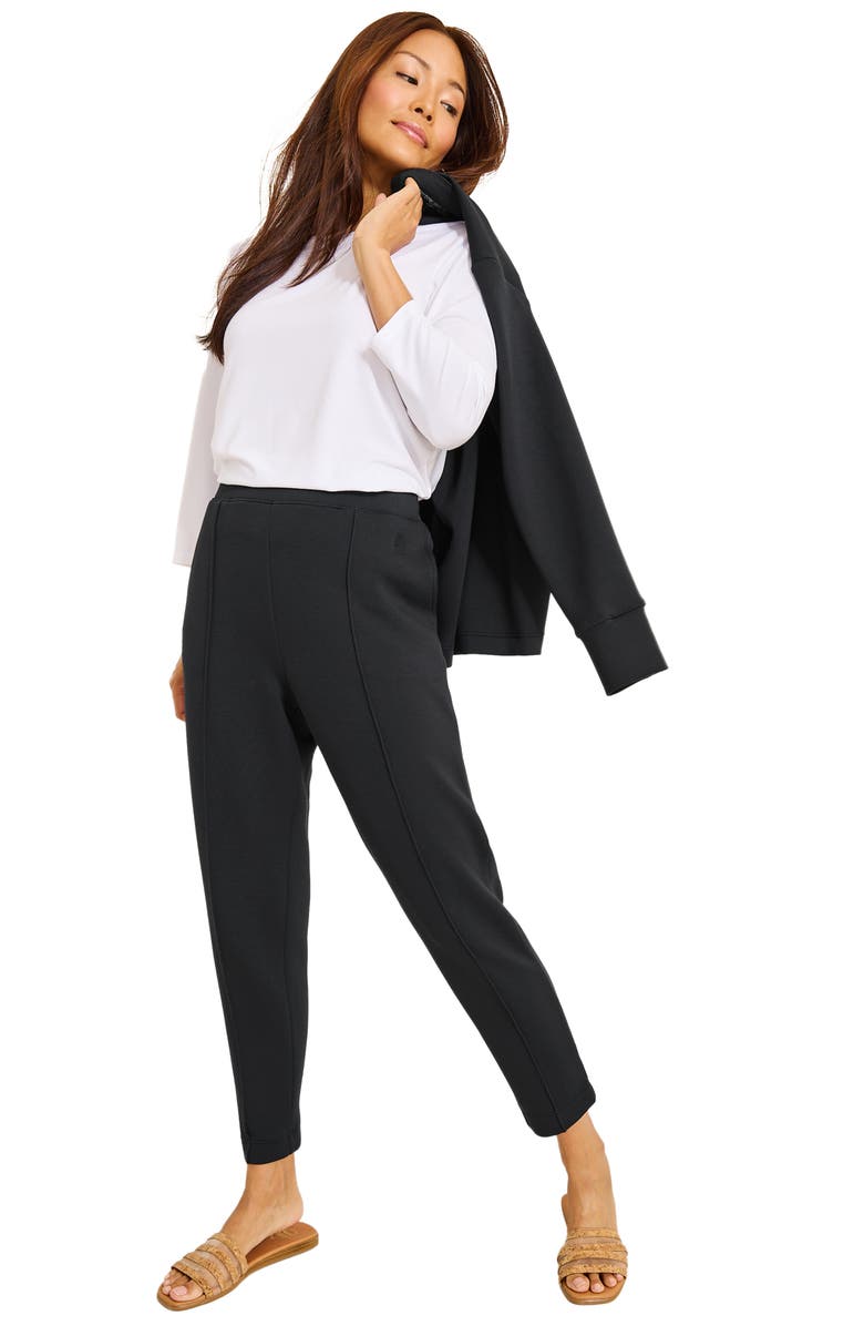 Tommy Bahama Palm Voyage Pintuck Pleat Knit Pants, Alternate, color, Black