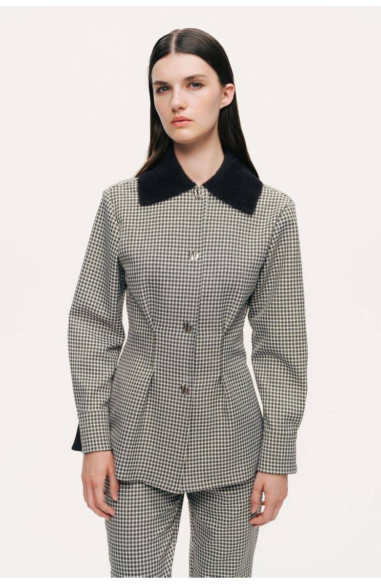 Nocturne Corset-Back Checked Sculpted Shirt, Main, color, Multi-Colored