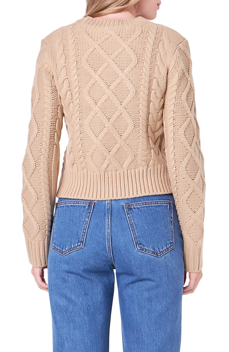 English Factory Crop Cable Stitch Sweater, Alternate, color, 
