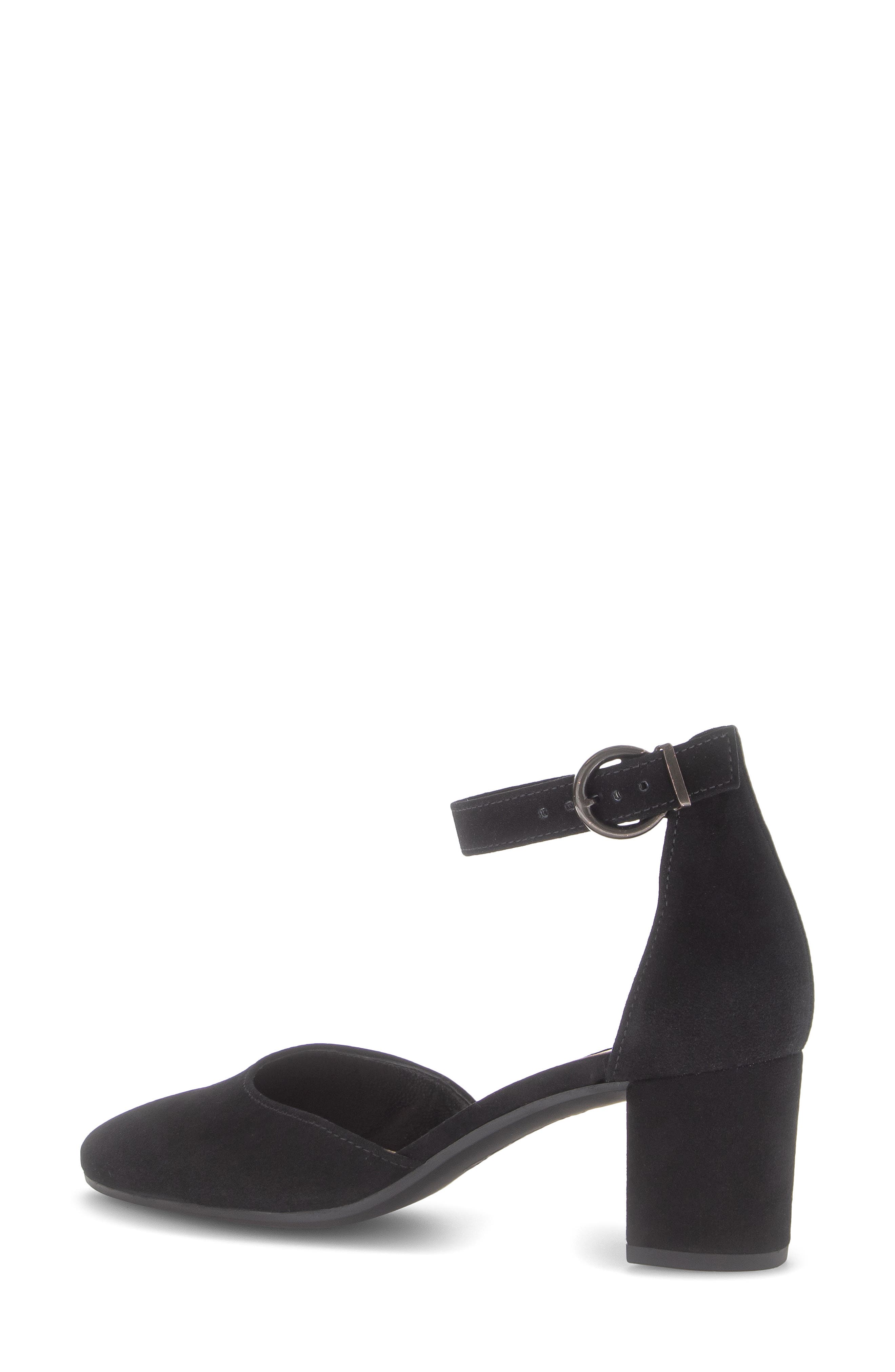 Gabor Ankle Strap Almond Toe Pump, Alternate, color, Black