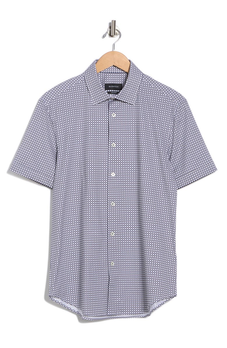 Bugatchi Miles OoohCotton<sup>®</sup> Short Sleeve Button-Up Shirt, Alternate, color, White