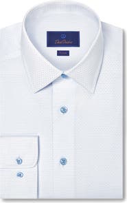 David Donahue Trim Fit Micro Dobby Cotton Dress Shirt