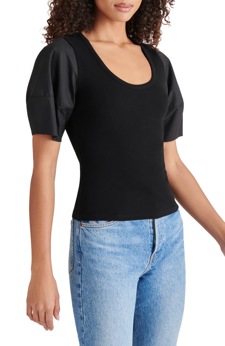 Steve Madden Valetta Mixed Media Top, Alternate, color, 