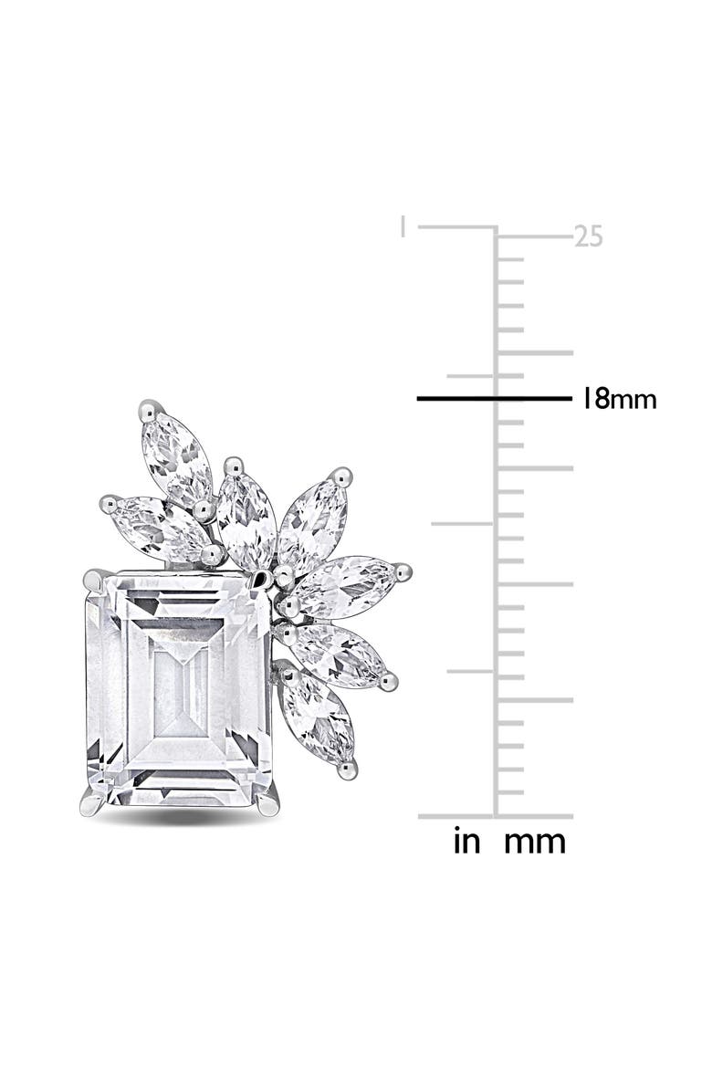 Emerald and Marquise Lab-Created White Sapphire Stud Earrings, Alternate, color, SILVER