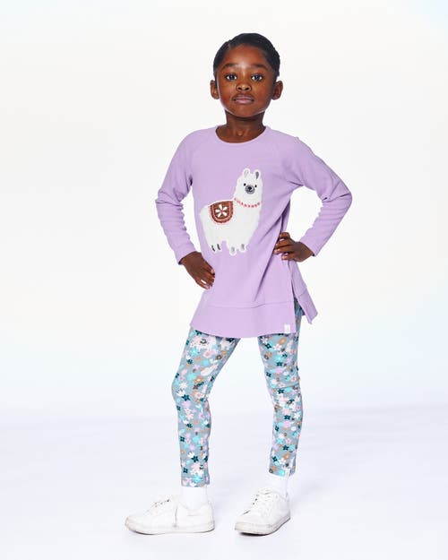 Deux Par Deux Organic Cotton Leggings Llama In Blue