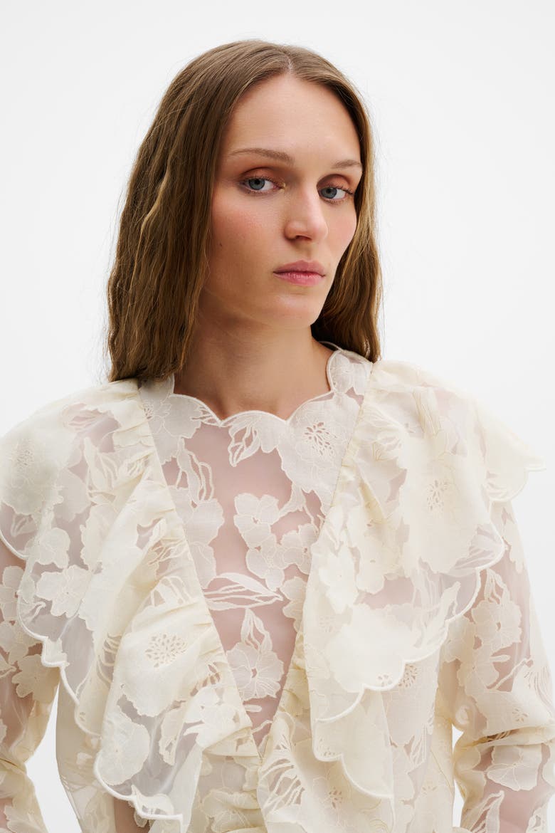 Sansa Ruffled Lace Blouse, Alternate, color, Vanilla