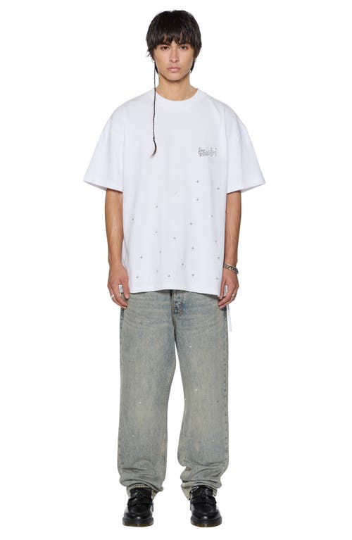 Shop Ksubi Kplus Ekcess Oversize Embellished Cotton T-shirt In White