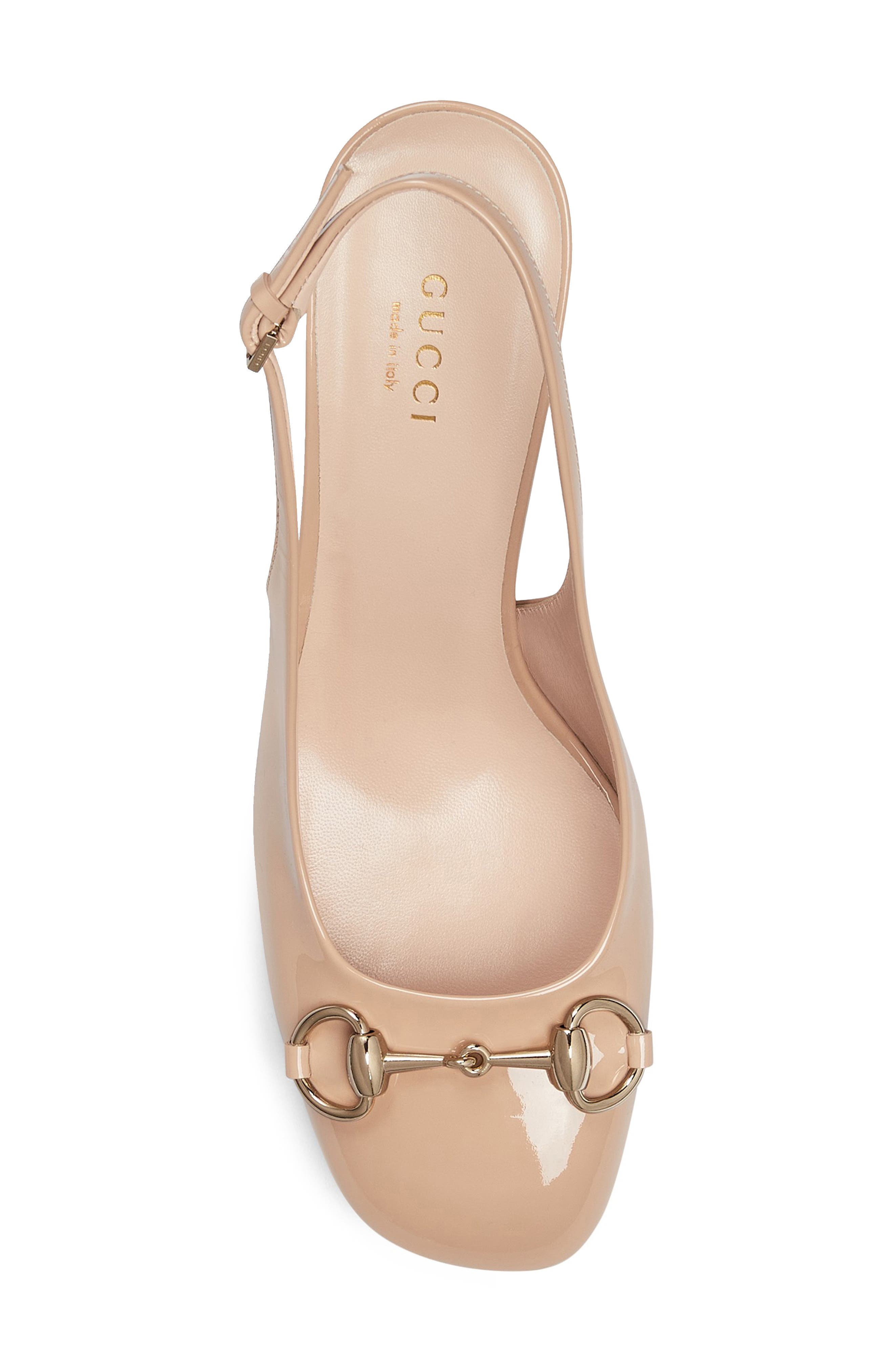 Gucci Lady Horsebit Slingback Pump, Alternate, color, Pink Sand