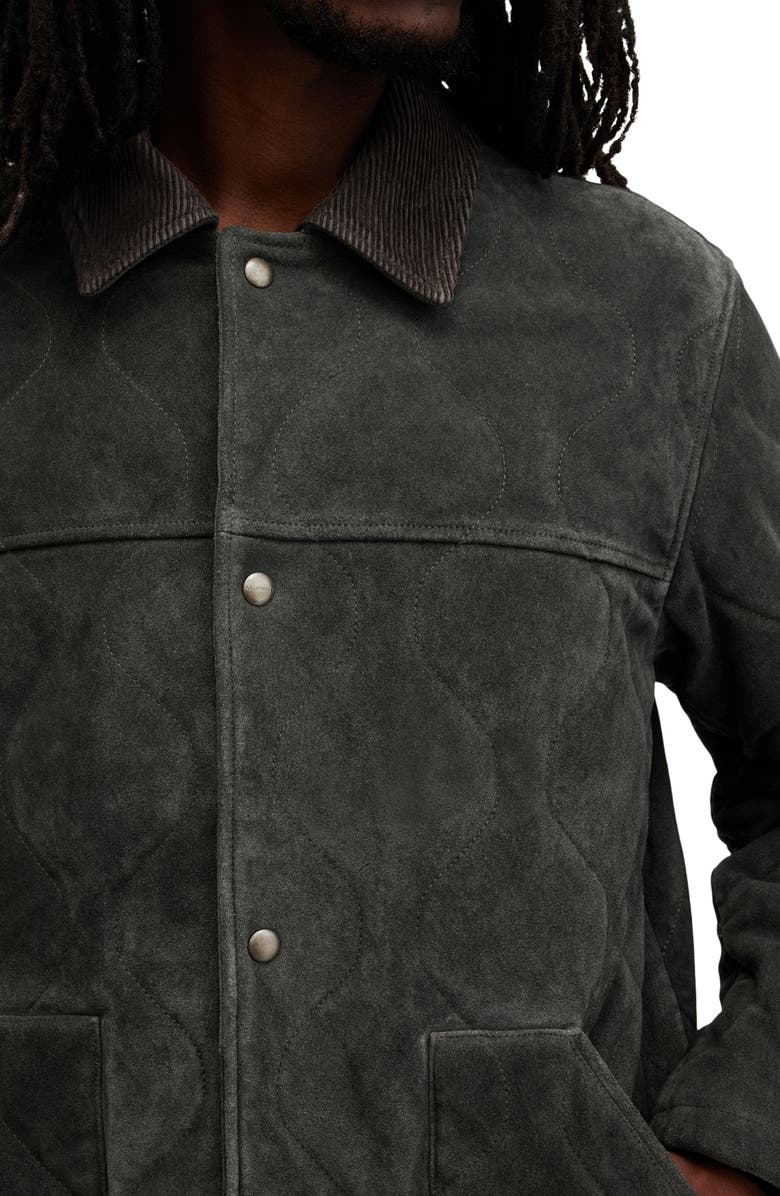 AllSaints Dakota Quilted Suede Jacket, Alternate, color,
