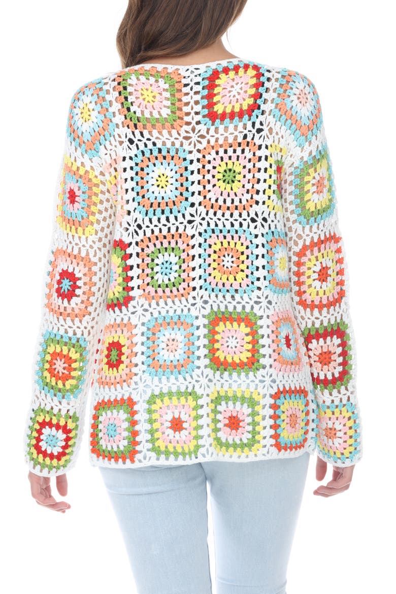Granny Square Crochet Cardigan, Alternate, color, WHITE
