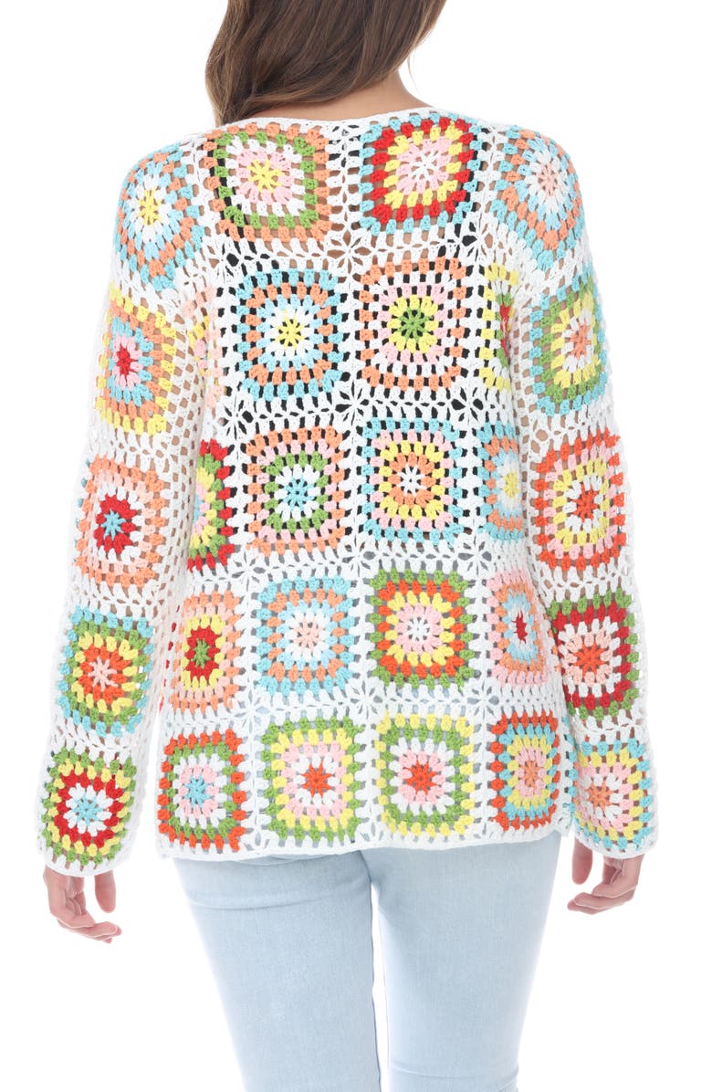 RAIN AND ROSE Granny Square Crochet Cardigan, Alternate, color,
