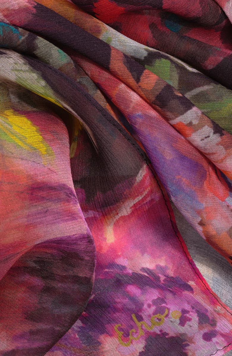 Echo Hazy Floral Crinkle Wrap, Alternate, color, Black