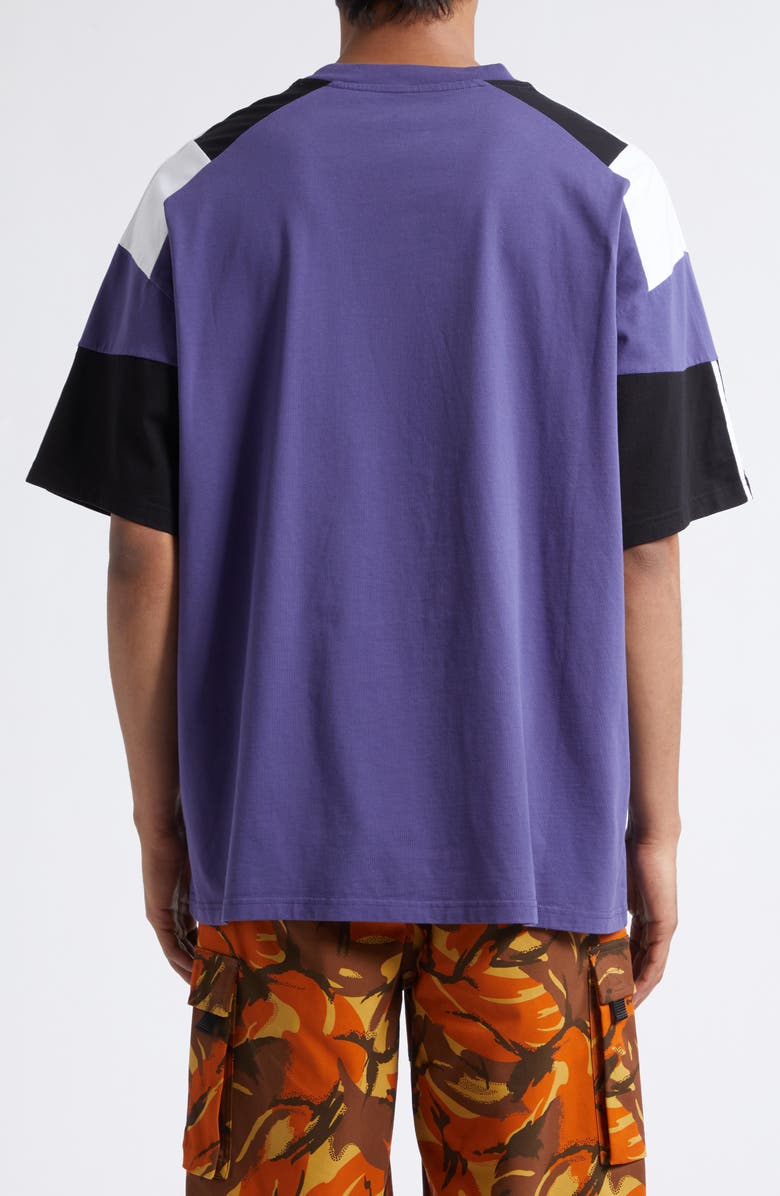 Martine Rose Paneled Oversize Logo T-Shirt, Alternate, color, Purple Indigo