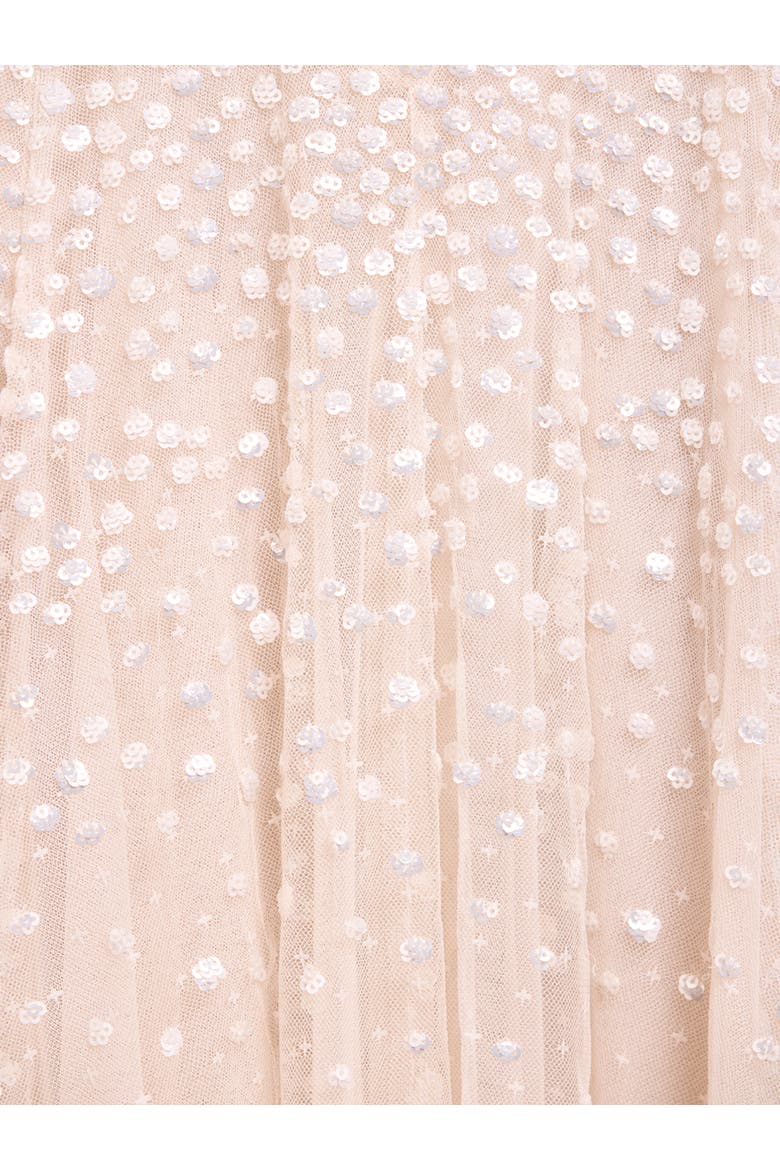 Dappled Sequin Cape Ankle Gown, Alternate, color, Cream