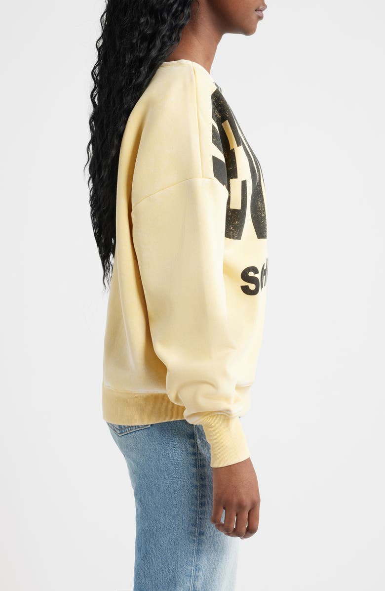 Vinyl Icons New York Off the Shoulder Graphic Sweatshirt, Alternate, color, Yellow