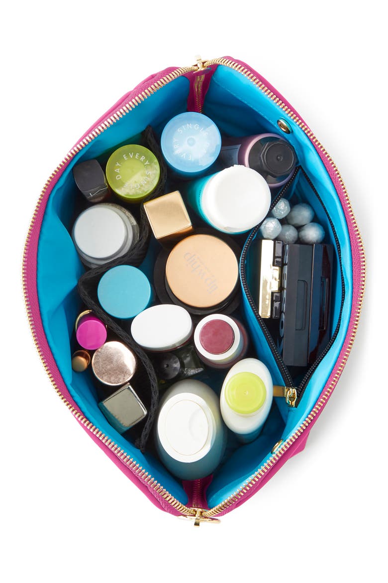 Signature Makeup Bag, Alternate, color, HOT PINK/ TEAL