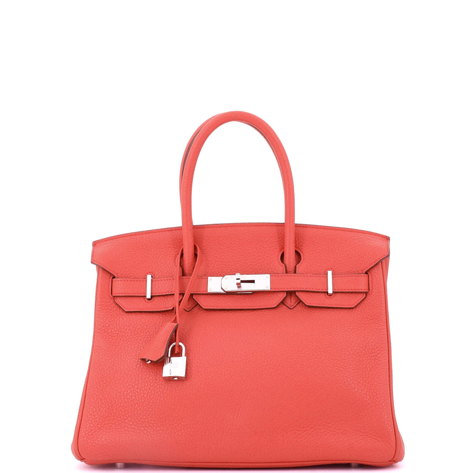 Pre-Owned Hermes Birkin Handbag Pink Clemence with Palladium Hardware 30, Main, color, Bougainvillier